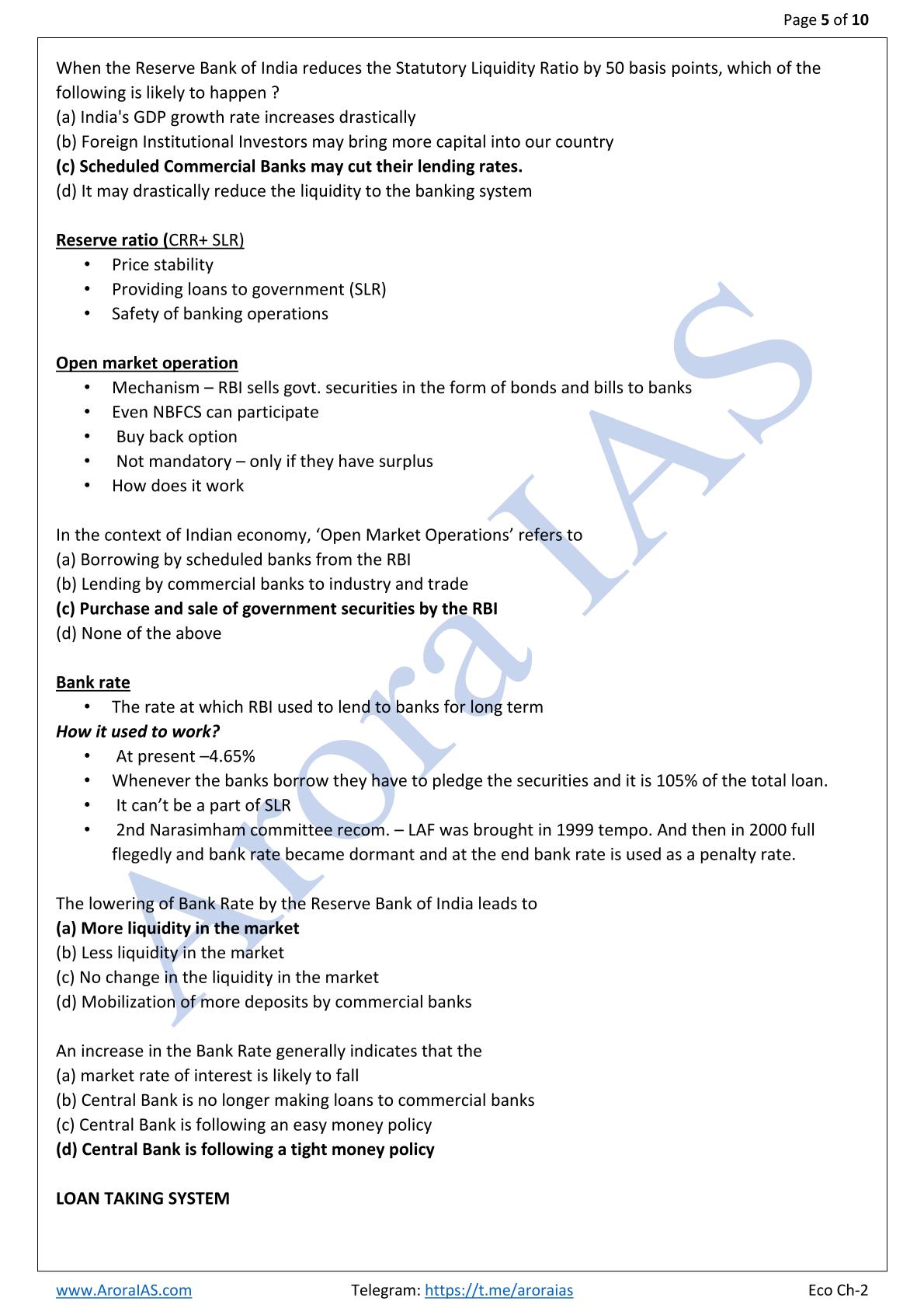 Economy Notes Policy Objectives, Roles and Instruments